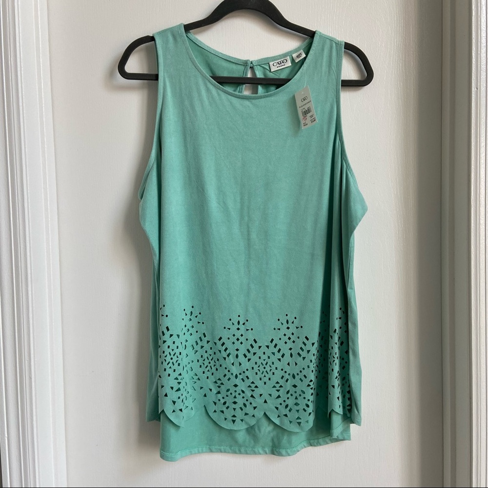 CATO Green Cutout Tank Top NWT Plus Size - Picture 1 of 6